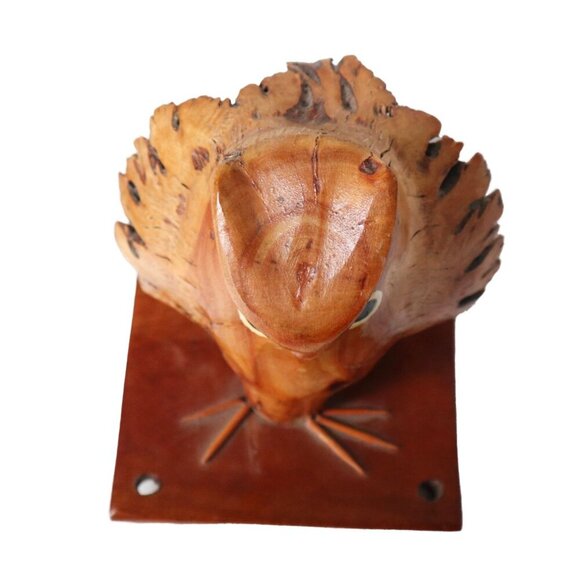 Vintage Hand-Carved Wooden Owl Bird Wood Burl Rustic Decor - Picture 6 of 8